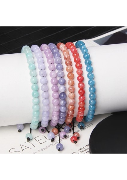 No.29 Kalsedon Macaron Şeker Renk 6mm Pembe Mavi Sarı Turuncu Kırmızı Doğal Taş Kuvars Kristal Boncuk Bilezik Takı Kadın Erkek (Yurt Dışından) fiyatları