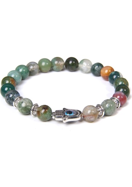 19CM Tarzı Kiyanit Fatima El Bilezikler Kadınlar Kadınlar Için Doğal Mavi Kiyanit Bilezik Taş Boncuk Pulsera Gümüş Kaplama Bileklik Homme Takı (Yurt Dışından) fiyatları