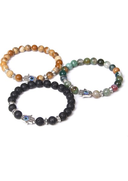 19CM Tarzı Kiyanit Fatima El Bilezikler Kadınlar Kadınlar Için Doğal Mavi Kiyanit Bilezik Taş Boncuk Pulsera Gümüş Kaplama Bileklik Homme Takı (Yurt Dışından) indirimleri