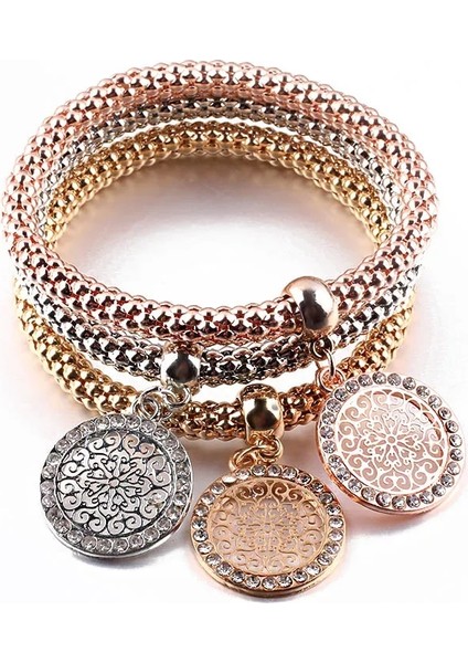 No.8 Boyutu Baykuş Kolye Mısır Zincir Bilezik Bilezik 3 Renk Seti Kristal Rhinestone Zirkon Elastik Patlamış Mısır Bilezik Bayanlar Charm Takı (Yurt Dışından)