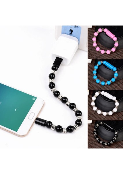 Android Stili Siyah Yeni Moda Akıllı Bilezik Veri Hattı USB 2.0 Arayüzü Şarj Cihazı IPhone Android Type-C Görünmez Şarj Cihazı Bilezik Takı (Yurt Dışından)