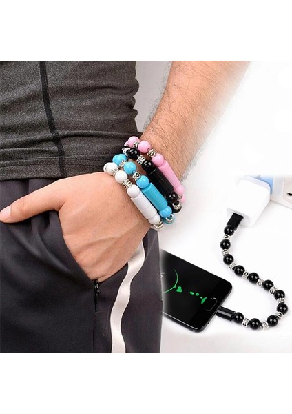 Android Stili Siyah Yeni Moda Akıllı Bilezik Veri Hattı USB 2.0 Arayüzü Şarj Cihazı IPhone Android Type-C Görünmez Şarj Cihazı Bilezik Takı (Yurt Dışından)