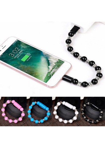 Android Stili Siyah Yeni Moda Akıllı Bilezik Veri Hattı USB 2.0 Arayüzü Şarj Cihazı IPhone Android Type-C Görünmez Şarj Cihazı Bilezik Takı (Yurt Dışından)