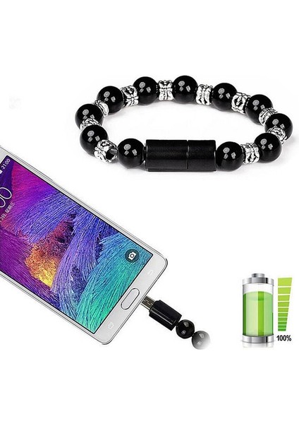 Android Stili Siyah Yeni Moda Akıllı Bilezik Veri Hattı USB 2.0 Arayüzü Şarj Cihazı IPhone Android Type-C Görünmez Şarj Cihazı Bilezik Takı (Yurt Dışından)