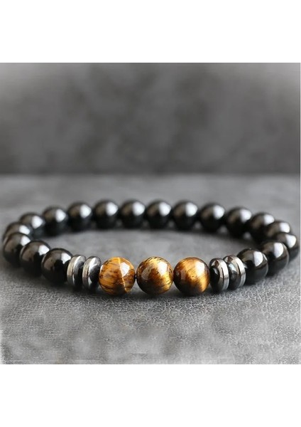 No.3 Boyutu 3 Stil Doğal Taş Boncuk Bilezik Erkekler Minimalist Klasik Mesafe Bilezik Moda Takı Hediye Erkek Aksesuar (Yurt Dışından)