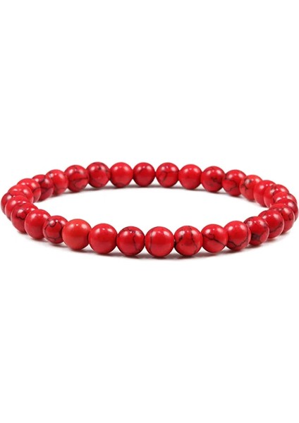 Kırmızı 6mm Streç Boncuklu Bilezikler Charms Erkekler Hematit Doğal Taş Siyah Oniks Bilezikler Çift Mesafe Kadınlar Yoga Namaz Takı (Yurt Dışından)