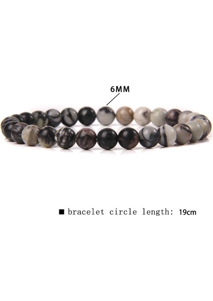 23CM Tarzı 1.picasso Jasper Siyah Beyaz Gri 6 mm Boncuk Bileklik Kadın Erkek Doğal Taş Obsidyen Hematit Lava Minimalist Ciddi Serin Resmi Takı (Yurt Dışından)