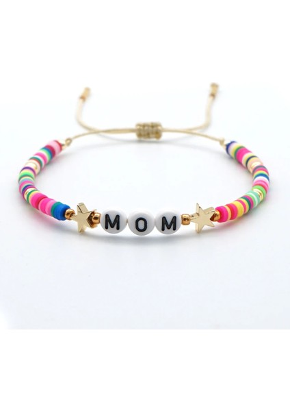 QT-B200124B Wome Boho Yaz Bilezikler Için Shinus Bilezik Polimer Kil Heishi Disk Boncuk Pulseras Mektup Anne Yıldız Takı (Yurt Dışından) fırsatları