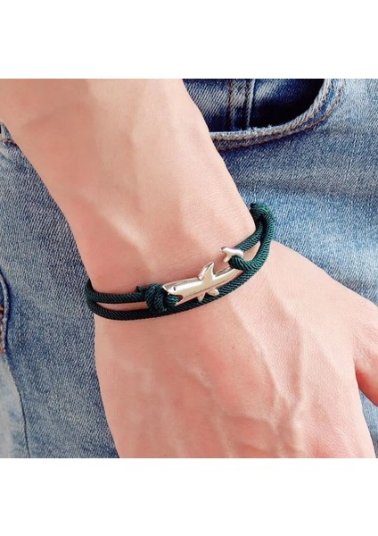 Yeşil Moda Ayarlanabilir Milan Iplik Bilezik Erkek Boyfriend Için Sevimli Köpekbalığı Braslet Çift Katmanlı Siyah Kırmızı Braclet Plaj Aksesuarları (Yurt Dışından) fiyatları