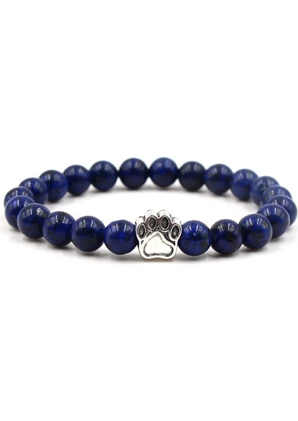 20CM Tarzı Q 7 Renk 8mm Renkli Doğal Taş Boncuk Bileklik Köpek Kedi Ayak Izi Pençe Charms Bilezik Pet Lover Strench Takı ve Ateş (Yurt Dışından) fırsatları