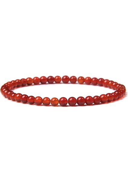 23CM Tarzı Kırmızı Taş 4 mm Mookaite Pembe Kuvars Boncuk Bileklik Kadın Cilalı Kırmızı Jaspe Taş Bilezik Erkekler Streç Bileklik Reiki Çakra Enerji Pulsera (Yurt Dışından)