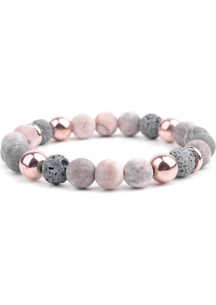 Lav Akik Gül Altın Bojıu Elastik Doğal Akik Lav Taş Çift Mesafe Bilezikler Aromaterapi Uçucu Yağlar Difüzör Unisex Bilezikler BC303 (Yurt Dışından)