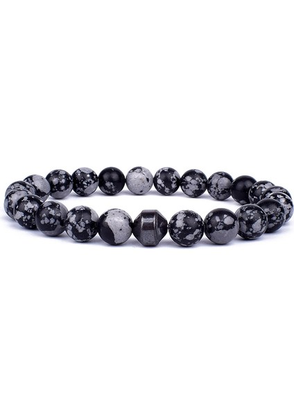 No.22 Boyutu Moda Obsidyen Hematit Boncuk Bileklik Erkekler Lava Taş Çakra Bilezik Çapraz Hematit Charm Bilezik Yeni Doğal Taş Takı (Yurt Dışından)
