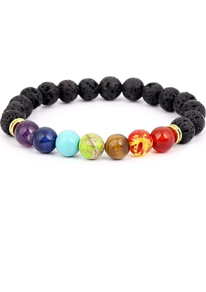 7 Çakra C 7 Çakra Boncuklu Bilezik Erkekler Doğal Lava Taş Şifa Denge Boncuk Reiki Buda Namaz Yoga Difüzör Bilezik Kadın Takı (Yurt Dışından)