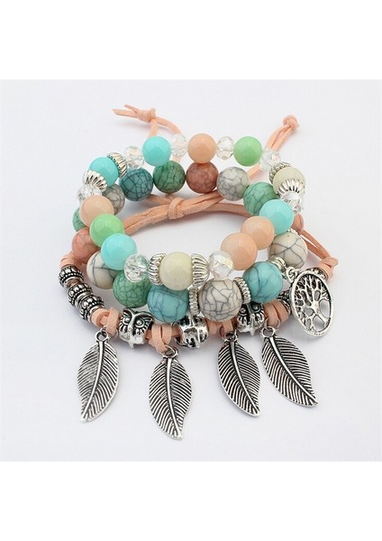 SL908 Zoshı Doğal Taşlar Charm Bilezikler Kadınlar Için Altın Wrap Bilezik Femme Yaz Takı Renkli Taş Boncuk Bilezik (Yurt Dışından)