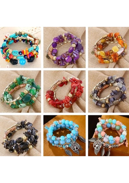 SL908 Zoshı Doğal Taşlar Charm Bilezikler Kadınlar Için Altın Wrap Bilezik Femme Yaz Takı Renkli Taş Boncuk Bilezik (Yurt Dışından) modelleri