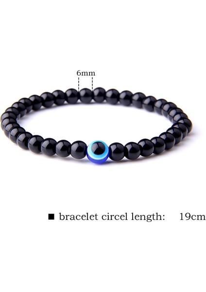 19CM Tarzı Hint Akik Doğal Siyah Obsidyen Yuvarlak Boncuk Çift Bilezikler Moda Mavi Nazar Kadın Erkek Için Streç Bilezik Yüksek Li Takı (Yurt Dışından) indirimleri