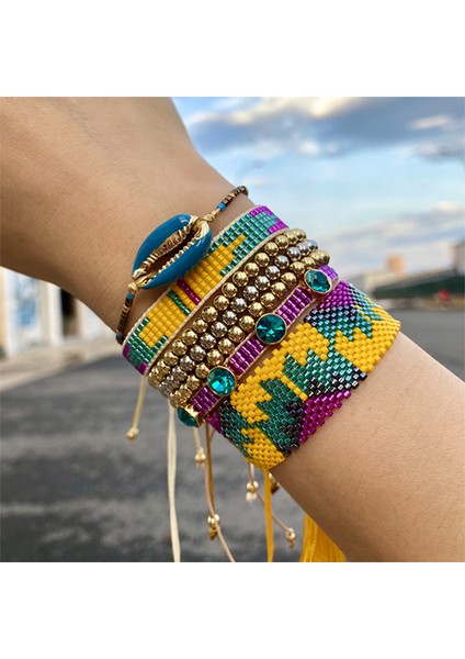 B Bluestar Meksika Mıyukı Bilezik Femme Deniz Kabuğu Pulseras Mujer Moda Altın Bakır Bilezik El Yapımı Dokuma Tezgah (Yurt Dışından) fiyatları