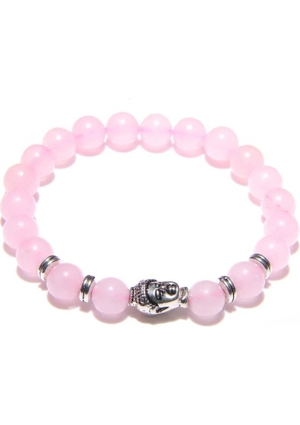 19CM Tarzı Pembe Kuvars 2 8 mm Kraliyet Mavi Kaplan Gözü Bilezik Erkekler Gümüş Renk Buda Başkanı Charm Bilezik Kadın Muska Vinatge Sarı Taş Boncuk Pulsera (Yurt Dışından)