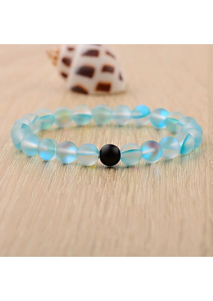 A2 Çiftler Mesafe Bilezikler Kadın Meurple Aytaşı Siyah Doğal Taş Boncuk Yoga Bilezikler Moda Takı Aksesuarları (Yurt Dışından)