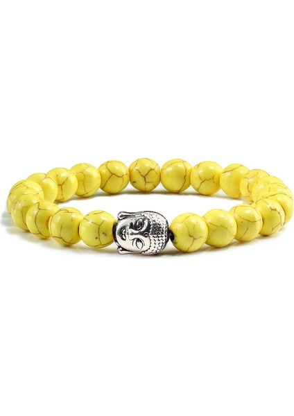 Sarı Charm Doğal Volkanik Taş Bilezikler Buda Başkanı Boncuklu Bilezik Erkekler Kadınlar Ayrışma Bilezik Çift Mesafe Takı (Yurt Dışından)