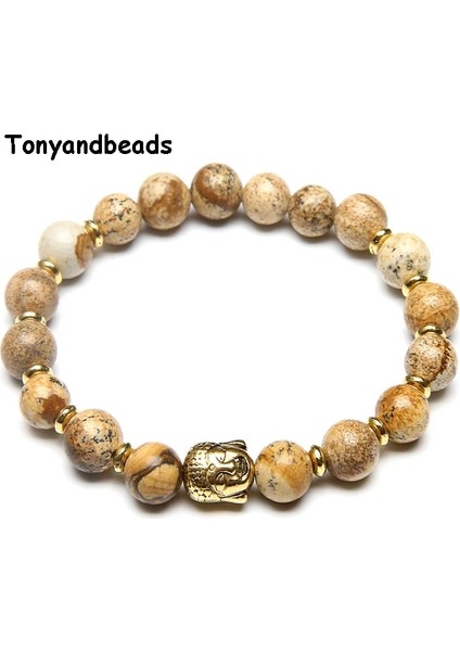 Jasper Haritası Doğal Taş Boncuk Bilezik Antik Altın Buda Charm Bilezik ve Bileklik Kadınlar Veya Erkekler Için No.nb5 (Yurt Dışından) modelleri