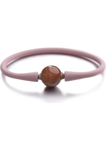 Pembe Nokta Güneşi Pipitree Basit Unisex Silikon Bilezik 14 mm Yin Yang Taş Boncuk Charm Bilezikler Kadın Erkek Çift Takı Için Pulsera Mujer (Yurt Dışından)