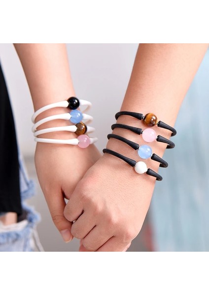 Pembe Nokta Güneşi Pipitree Basit Unisex Silikon Bilezik 14 mm Yin Yang Taş Boncuk Charm Bilezikler Kadın Erkek Çift Takı Için Pulsera Mujer (Yurt Dışından) indirimleri