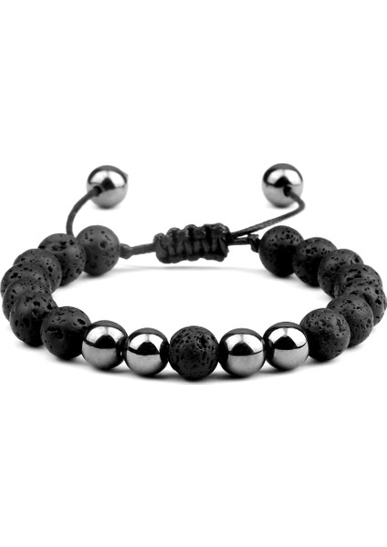 Stil 27 2 Adet Erkekler Hematit Siyah Lav Boncuklu Bilezikler 8mm Doğal Taş Kaplan Gözü Enerji Bilezikler Çift Mesafe Bileklik Arkadaş Takı (Yurt Dışından)