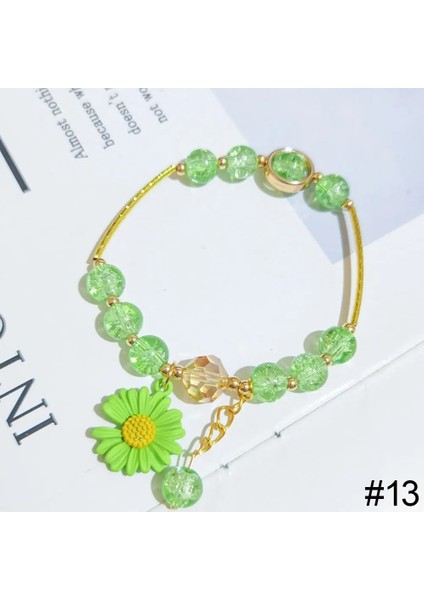 No.13 Boyutu Tatlı Kızlar Yaz Papatya Kolye Renkli Kristal Boncuk Bileklik Moda Kadın Bilezik Mizaç Charm Bilezik Takı Hediye (Yurt Dışından)