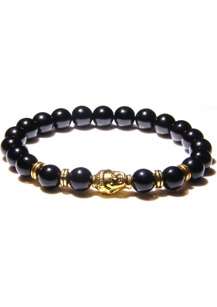 19CM Tarzı Oniks 1 8 mm Kraliyet Mavi Kaplan Gözü Bilezik Erkekler Gümüş Renk Buda Başkanı Charm Bilezik Kadın Muska Vinatge Sarı Taş Boncuk Pulsera (Yurt Dışından)