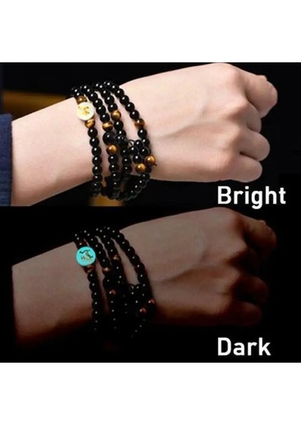 At Tipi Obsidyen Oyma Ejderha Bilezikler Kaplan Gözü Taş Boncuklar Buda Tesbih Karanlıkta Glow Benzersiz Hediye (Yurt Dışından)