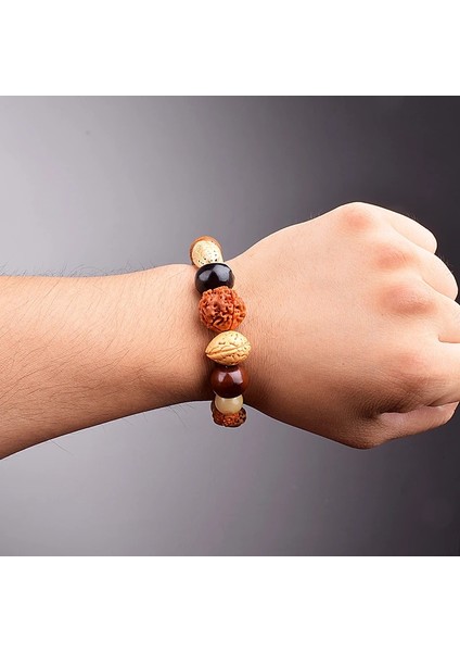 Rodyum Kaplama Doğa Bodtyle Boncuk Bilezikler Kadınlar Için Moda Rudraksha Bilezikler Erkekler Yeni Dini Buda Meditasyon Budizm Takı (Yurt Dışından)