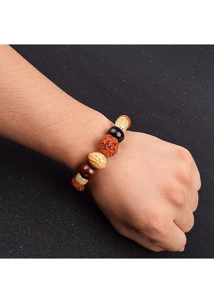 Rodyum Kaplama Doğa Bodtyle Boncuk Bilezikler Kadınlar Için Moda Rudraksha Bilezikler Erkekler Yeni Dini Buda Meditasyon Budizm Takı (Yurt Dışından)