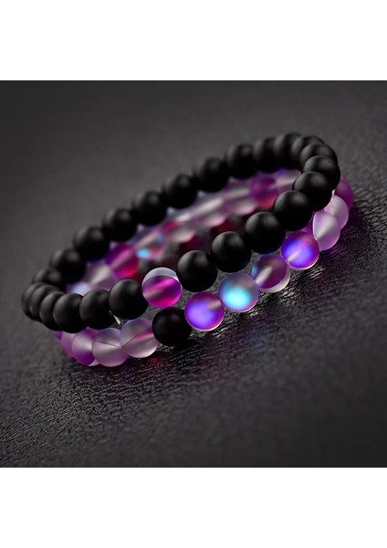 C1 Çiftler Mesafe Bilezikler Kadın Meurple Aytaşı Siyah Doğal Taş Boncuk Yoga Bilezikler Moda Takı Aksesuarları (Yurt Dışından) fiyatları