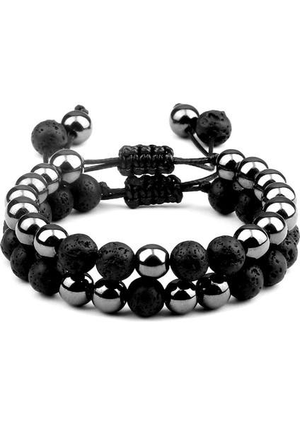 Stil 24 2 Adet Erkekler Hematit Siyah Lav Boncuklu Bilezikler 8mm Doğal Taş Kaplan Gözü Enerji Bilezikler Çift Mesafe Bileklik Arkadaş Takı (Yurt Dışından) fiyatları
