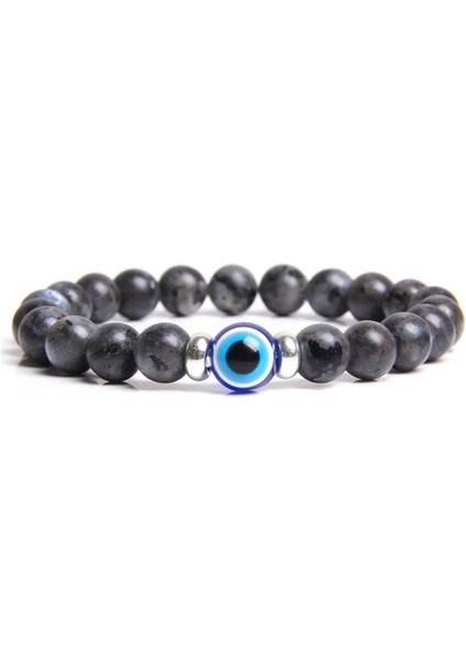 21CM Tarzı Labradorit Nazar Bilezik Doğal Taş Mavi Şeytan Gözü Charm Bilezikler Kadın Erkek Trendy Türk Şanslı Etnik Gotik Takı Pulsera (Yurt Dışından)