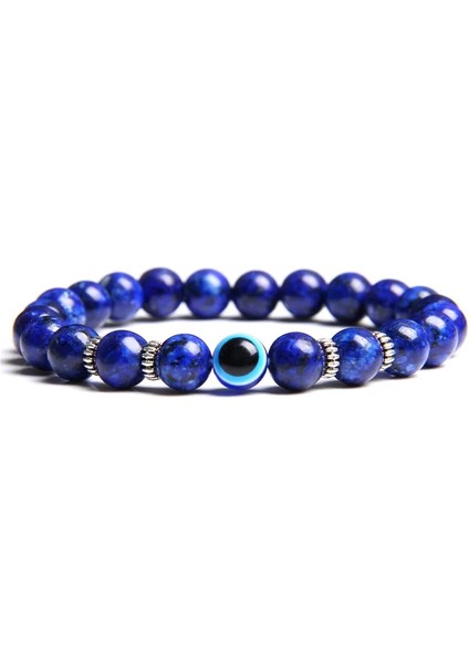 21CM Tarzı Mavi Yeşim Nazar Bilezik Doğal Taş Mavi Şeytan Gözü Charm Bilezikler Kadın Erkek Trendy Türk Şanslı Etnik Gotik Takı Pulsera (Yurt Dışından)