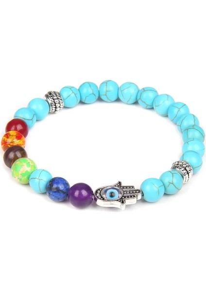 21CM Tarzı Mat Kaplan Gözü Doğal Gül Kuvars Bilezik Hamsa El Fatima 7 Çakra Bilezikler Kadın Erkek Nazar Emaye Etnik El Yapımı Takı (Yurt Dışından) fiyatları