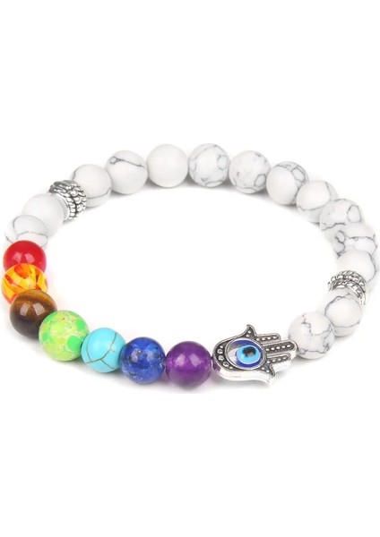 21CM Tarzı Mat Kaplan Gözü Doğal Gül Kuvars Bilezik Hamsa El Fatima 7 Çakra Bilezikler Kadın Erkek Nazar Emaye Etnik El Yapımı Takı (Yurt Dışından) modelleri