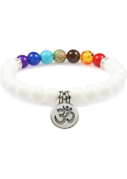 Beyaz Porselen Trendy Bilezik Yoga 7 Çakra Siyah Lav Doğal Taş Boncuk Charm Bilezikler Şifa Reiki Buda Lotus Kolye Kadın Erkek Takı (Yurt Dışından)