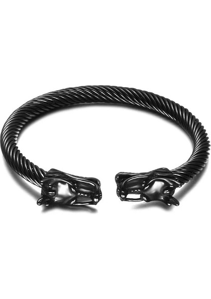 Altın Vintage Iskandinav Viking Paslanmaz Çelik Bileklik Ejderha Kafası Ağız Açık Manşet Bilezik Altın Bilezikler Kadın Erkek Boho Punk Takı Için (Yurt Dışından)