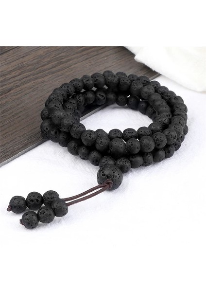 Parlak Siyah 6mm Mat Siyah Taş Bilezik Kolye 108 Boncuk Mala Wrap Bilezikler Charm Moda Yoga Bilezikler Tespih Budist Buda Takı (Yurt Dışından) fırsatları