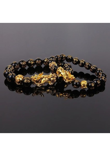 Stil D 14MM 1 Adet Altın Pixiu Obsidyen Bilezik Feng Shui Siyah Boncuk Alaşım Servet Bilezik Charm El Yapımı Şanslı Muska Bilezik Hediye (Yurt Dışından) fiyatları