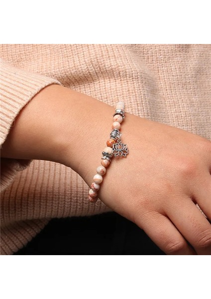 19CM Tarzı Sarı Turkuaz Doğal Taş Bilezik Erkekler Vintage Budizm Gümüş Renk Lotus Charm Bilezikler Kadınlar Mala Namaz Reiki Pulsera Takı (Yurt Dışından) fırsatları