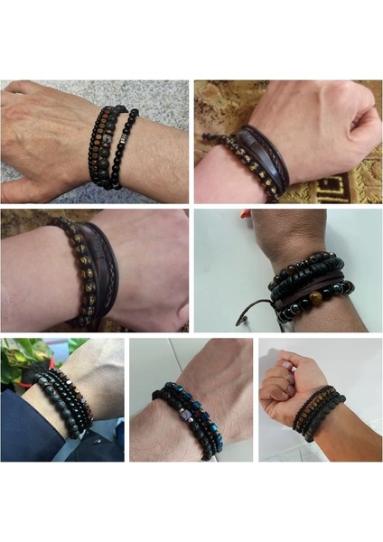 19CM Tarzı Beyaz Howlit Vintage Erkekler Örgülü Bilezik Buda ve Doğal Taş Deri Erkek Serin Punk Etnik Tribal Bileklik Enerji Lava Bilezik (Yurt Dışından) fırsatları