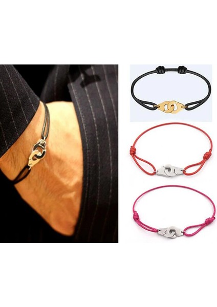 Siyah Gümüş Moda Çift Paslanmaz Çelik Kelepçe Bilezik Kadınlar Için Menotte Fransa Paris Tasarımcı Charm Bilezik Ayarlanabilir Halat Takı (Yurt Dışından) fırsatları