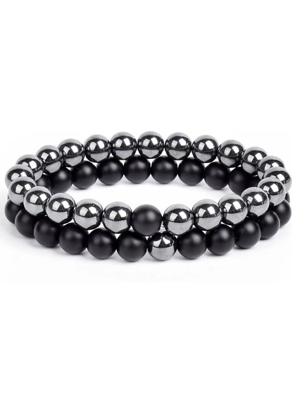 8mm Tarzı 35 Numara Et Bilezik Çiftler Mesafe Siyah Beyaz Doğal Taş Lav Kaplan Gözü Boncuklu Yoga Erkekler Kadınlar Için Elastik Halat Takı Hediye (Yurt Dışından)