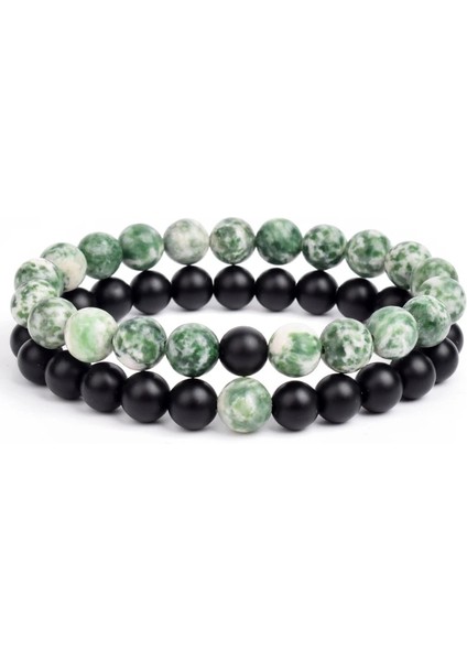 8mm Tarzı No.34 Beden Et Bilezik Çiftler Mesafe Siyah Beyaz Doğal Taş Lav Kaplan Gözü Boncuklu Yoga Erkekler Kadınlar Için Elastik Halat Takı Hediye (Yurt Dışından)