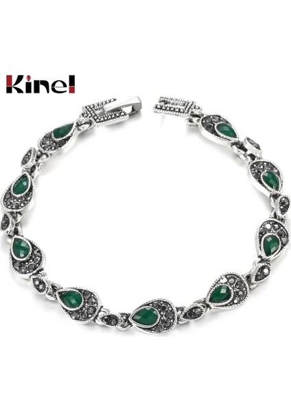 Kırmızı Kinel Son Bohemia Popüler Damla Şekli Renkli Reçine Kakma Rhinestones Kadınlar Için Bilezik (Yurt Dışından)